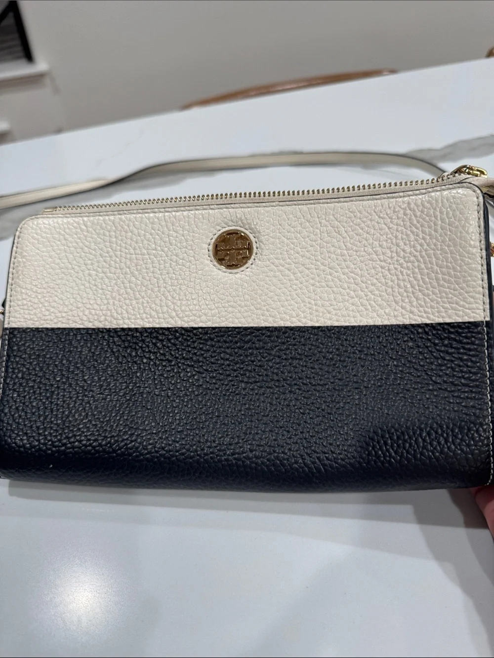 Tory Burch Black and Cream Colorblock Crossbody